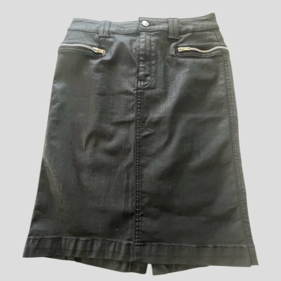 7 For All Mankind High Waist Coated Straight Pencil Denim Skirt Size 29 - Picture 3 of 12